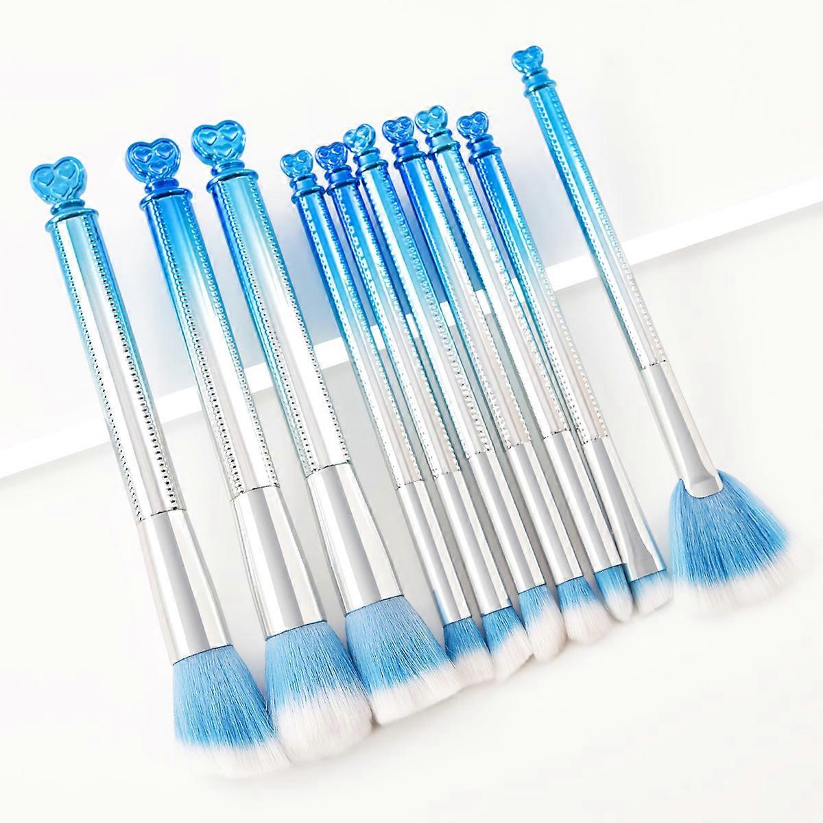 Plastic Handle Gradient 10pcs Cosmetic Brush Set Beauty Makeup Tools