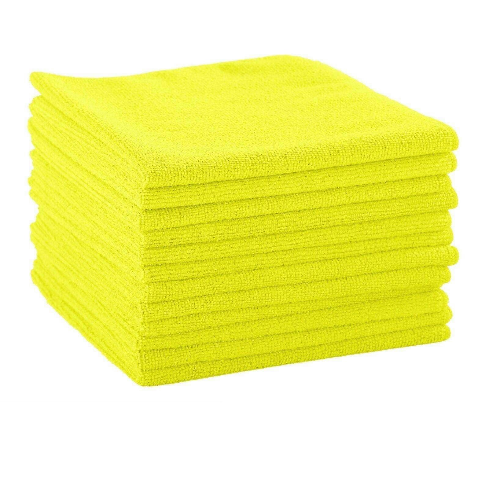 12x16 Yellow Microfiber Cleaning Cloths 6 Pack for Household Dusting and Drying