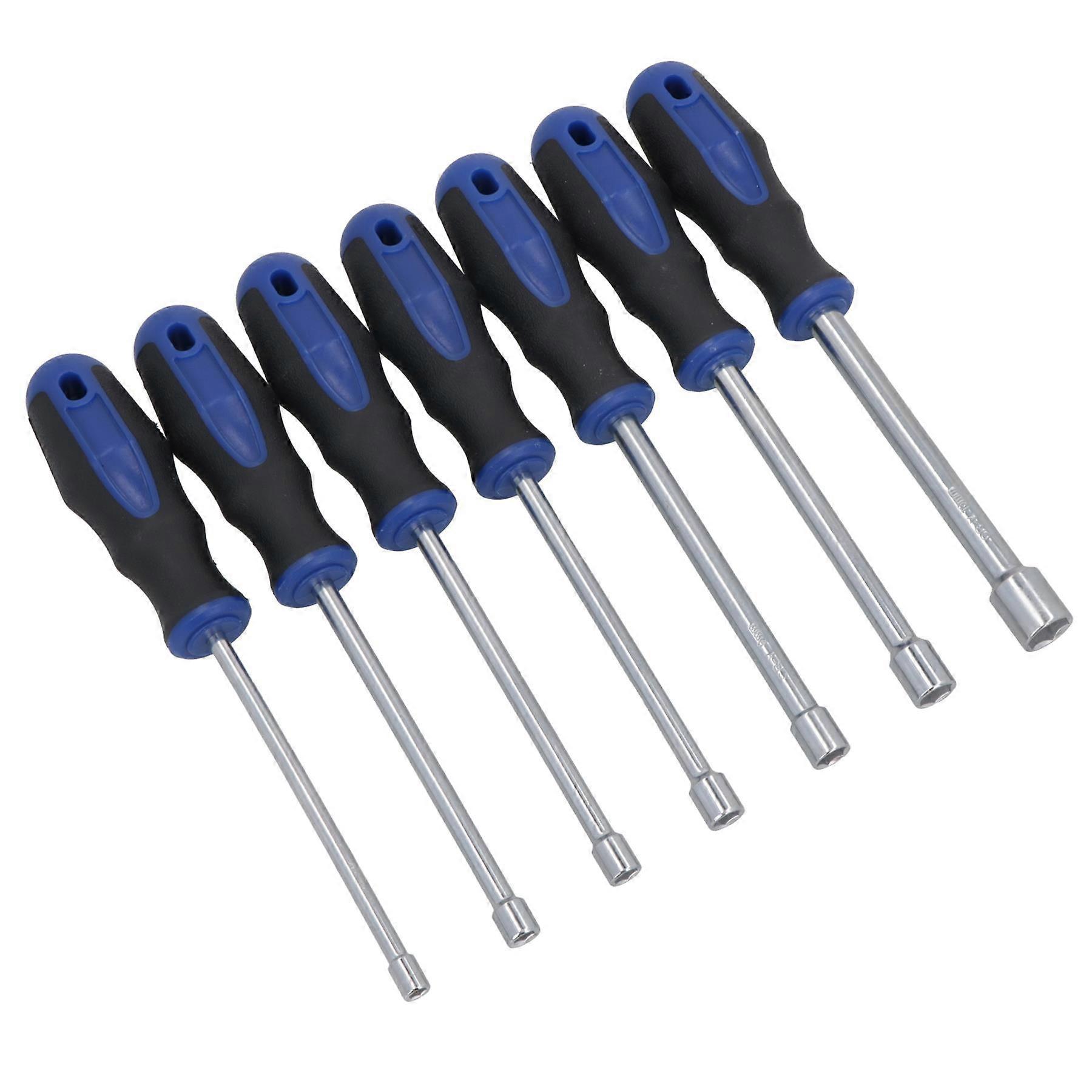 7pc Extra Long Metric Hex Nut Drivers Spinners Sockets 5mm - 13mm Soft Grip