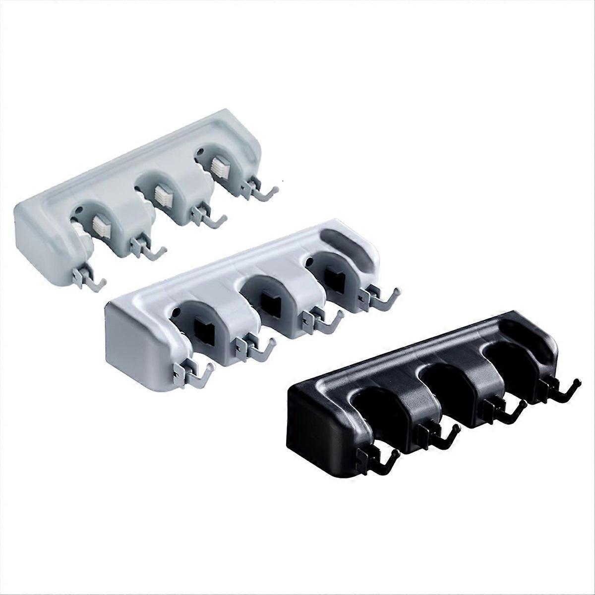 Mop and Broom Holder Wall Mount with Slots & Hooks for Home Kitchen