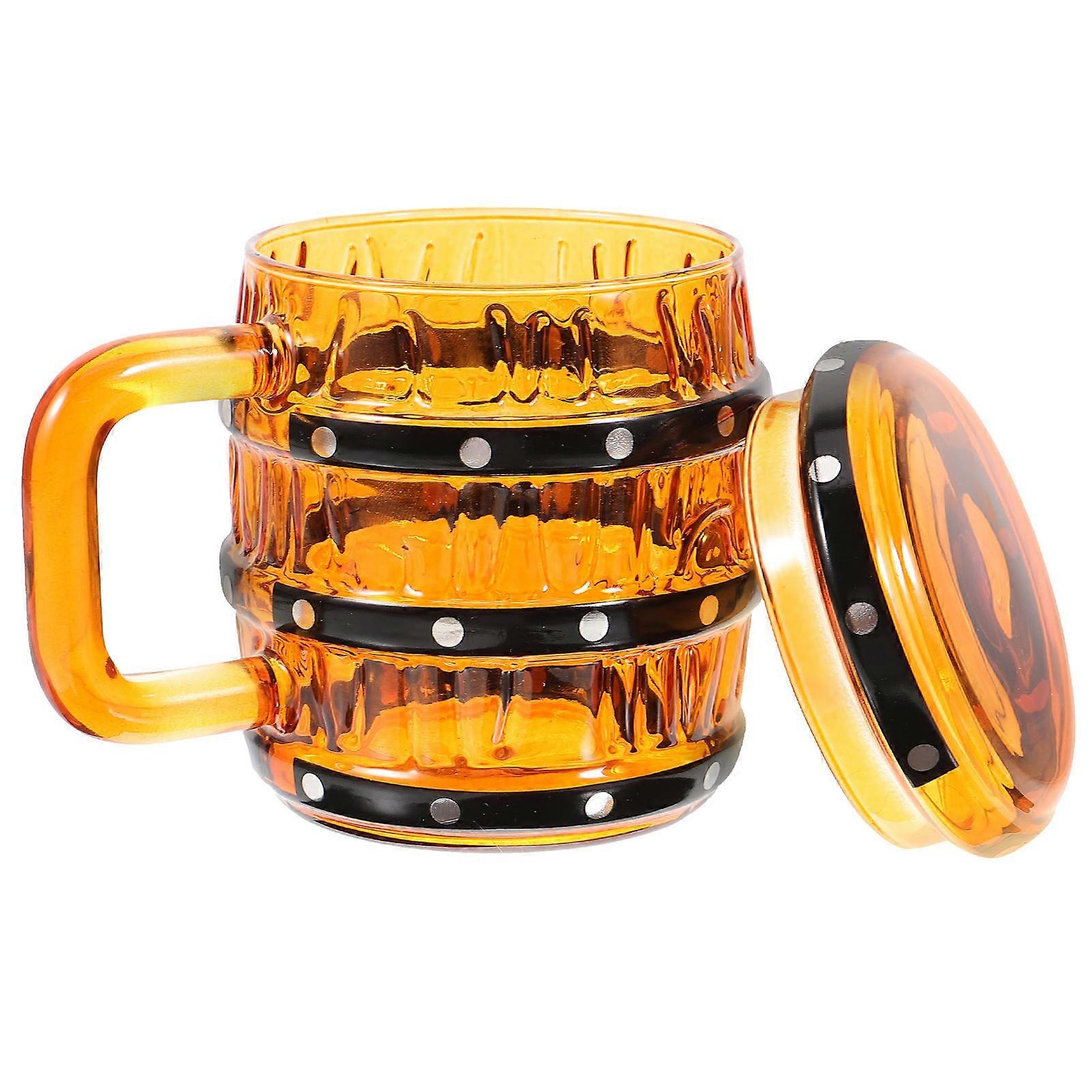 Glass Beer Mug for Drinking Use with Lid Retro Style Beer Cup