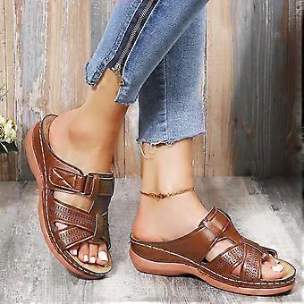 Flache Damen-Sandalen mit Fußgewölbestütze, orthopädische Sandalen, bequeme, rutschfeste Sommerschuhe für Strand und Freizeit, modischer Stil für Damen, ideal für Spaziergänge im Freien