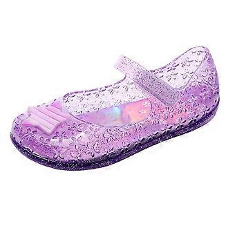 Meisjesslippers, modieus, gesloten teen, niet-zachte zool, sterrenjelly prinsessenschoenen, stijlvolle binnenslippers voor kinderen, paars, 2,5-3 jaar