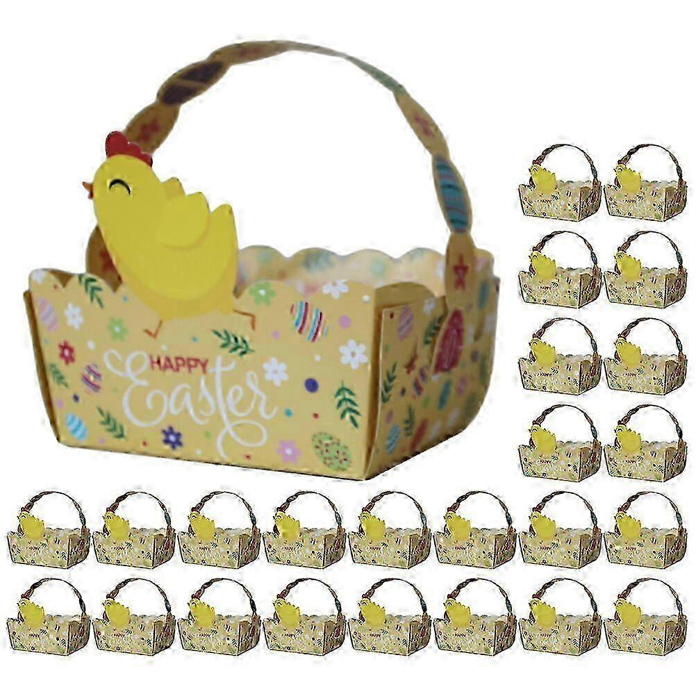 50Pcs Easter Gift Boxes Handheld Paper Basket Candy Boxes Cookies Cases Small Tea Leaf Boxes 26s