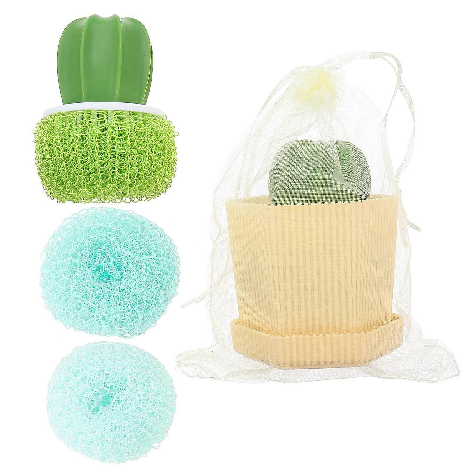 Cactus Shape Cookware Cleaning Brush for Kitchen Use 8Sets with Handles
