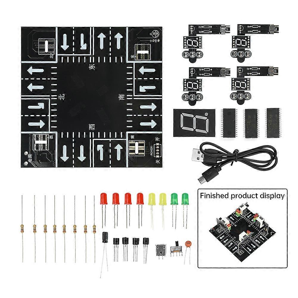 Smart Traffic Light DIY Kit Educational Electronics Soldering Practice LED Digital Display Micro USB Interfacecompatible with STEM Projects