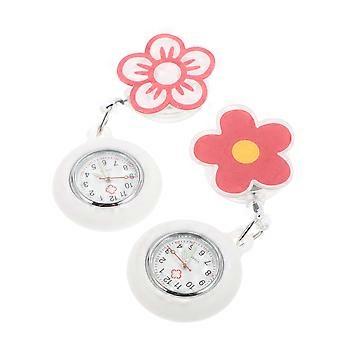 Luminous Nurse Pocket Watch Clip Watch 2Pcs Electronic Hanging Timepiece