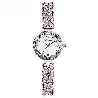 MOKAGO Damen-Modeuhr – Rosa Kristall Silberarmband – Elegantes Design für Stilliebhaber