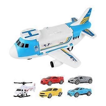 Transportflugzeug-Spielset mit Aufbewahrung, 4 Autos und Hubschrauber für Kleinkinder