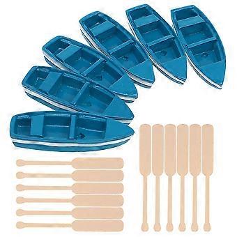 6 Pcs Mini Barcos Barcos a Remo Barcos Barco a Remo Barcos Decors Modelos de Barcos Com Remos, Decoração Náutica Oceano Quarto Decors