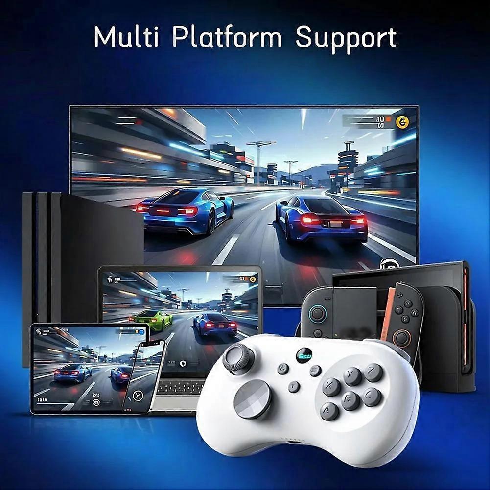 Y04 Wireless Game Controller with Receiver for Switch/PC/PS4 - Hall Effect Joystick 6-Button Layout Arcade Gamepad White