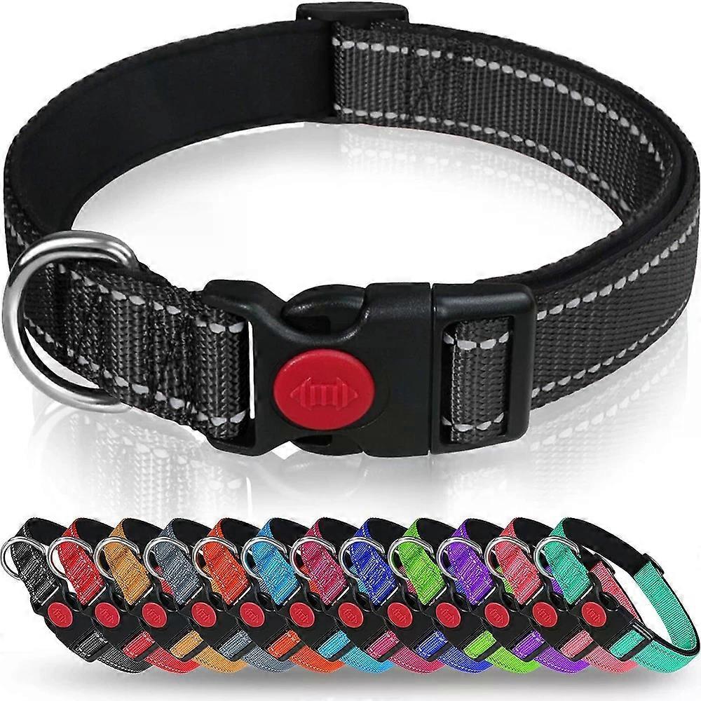 Dog Collar Reflective Adjustable, Padded, 3 Sizes: Small, Medium, Large Durable