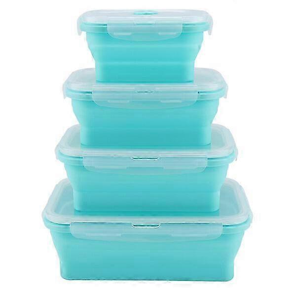 Foldable silicone lunch box with multiple capacity options, safe, ventilated and space-saving