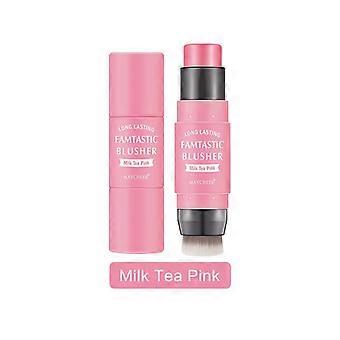 Stick blush in crema 2 in 1 con pennello incorporato, blush multiuso impermeabile per guance, occhi e labbra, texture cremosa e liscia, lunga durata.