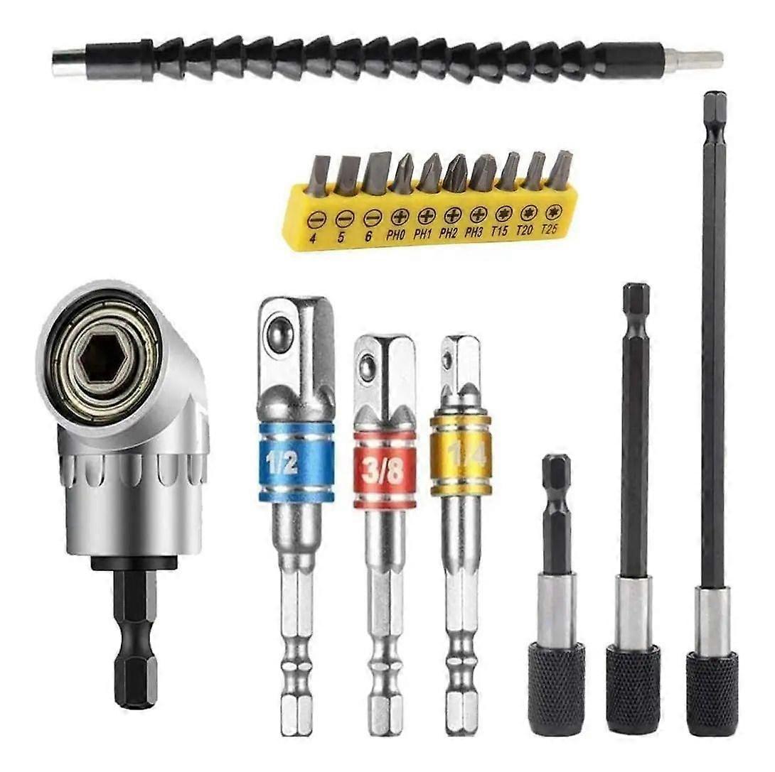 Flexible Drill Bit Extension Compatible With Right Angle Drill Set