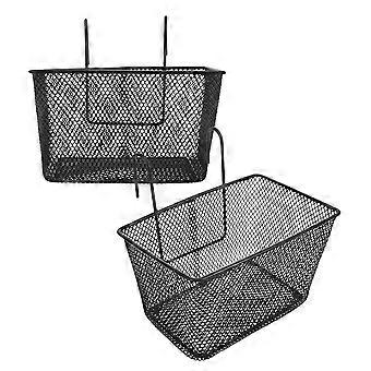 Black Bike Basket Front Metal Bike Basket for 2Pcs Handlebar