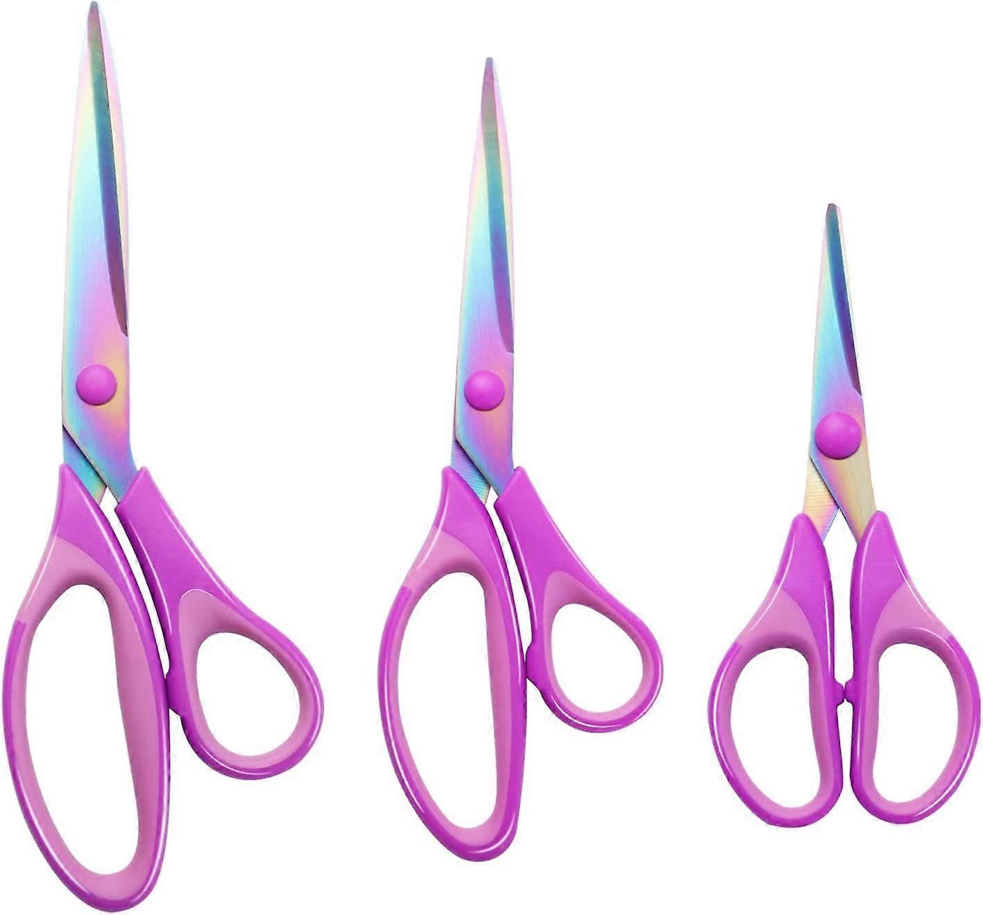 3 Pcs Scissors, Multi-Purpose Scissors Set Scissors Stationery with Sharp Titanium Blades(Purple)