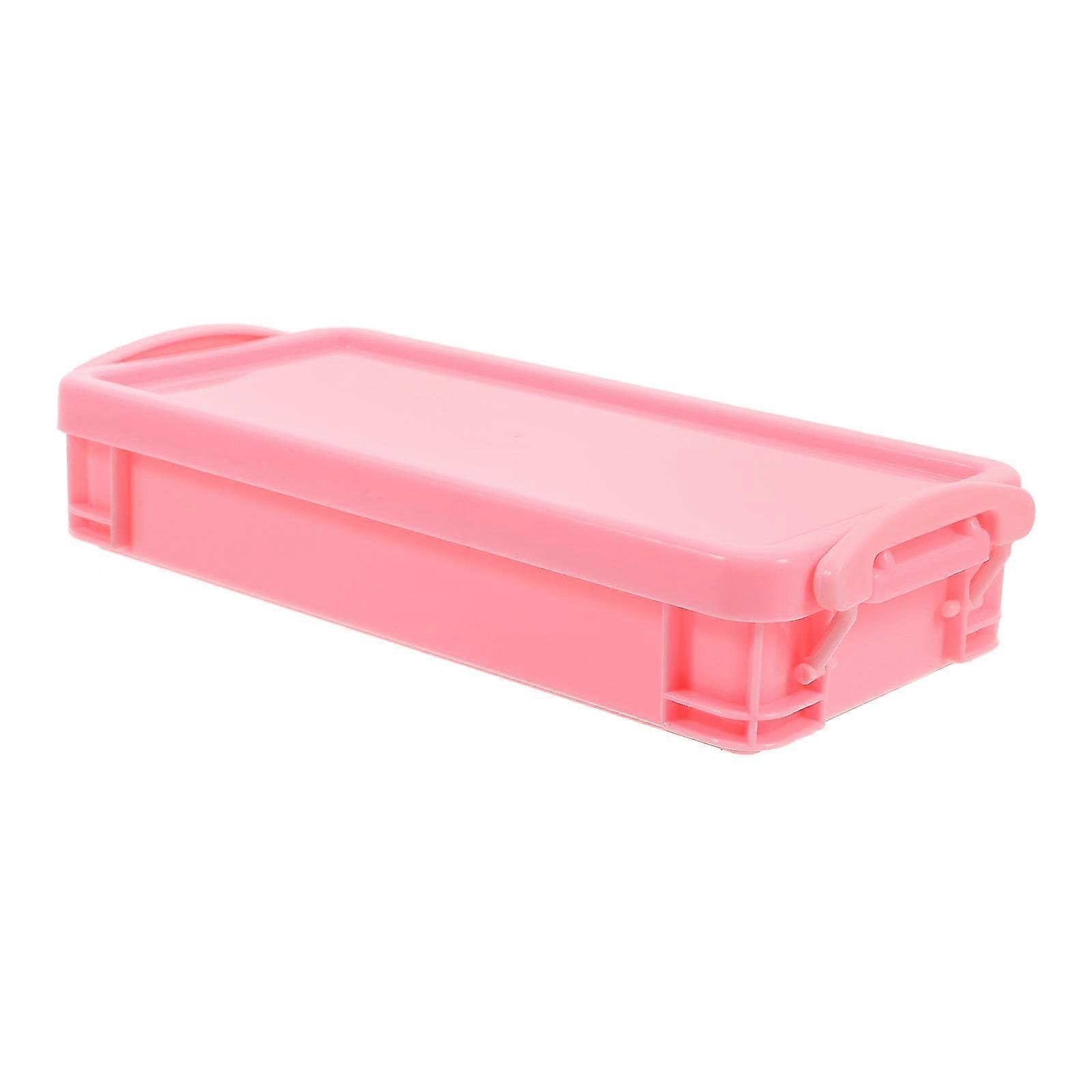 Plastic Pencil Box Pink Hard Pencil Organizer for Storage Use Stackable Design