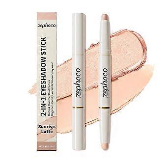 2pcsDual-effect Eyeshadow Stick, Champagne Apricot/Matte Skin Tone, Natural Color, Easy to Apply