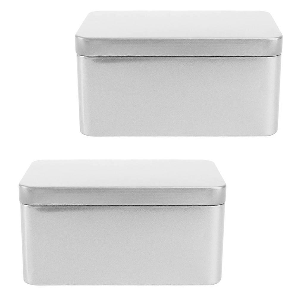 2Pcs Household Tea Box Bulk Tea Packaging Box Rectangular Tinplate Storage Box