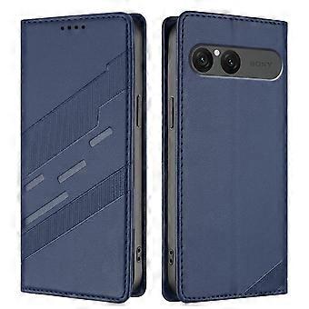 Til Sony Xperia 10 VIII Premium PU-skinndeksel TPU-støtfanger med kortholder og stativ Skjult magnetisk adsorpsjon, støtsikkert flippdeksel