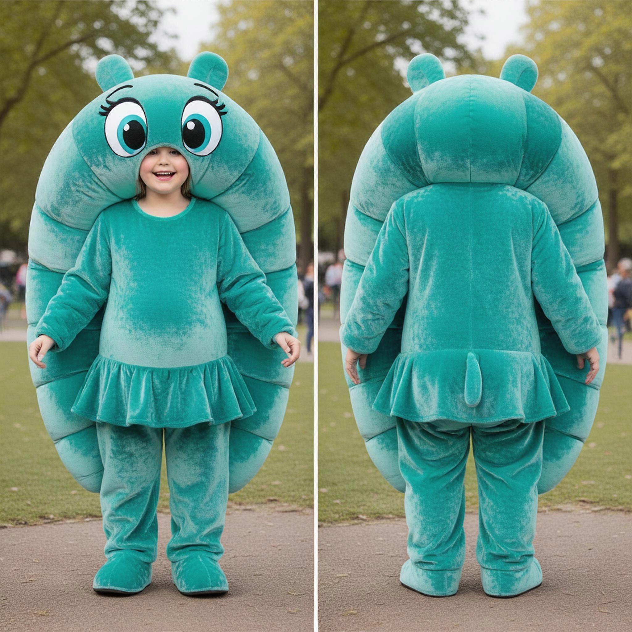 MASTICOT Teal Fluffy Croissant Mascot