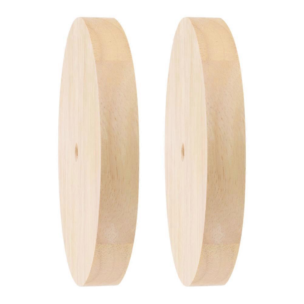 Solid Wood Lamp Base for DIY Table Light with Round Design 2Pcs