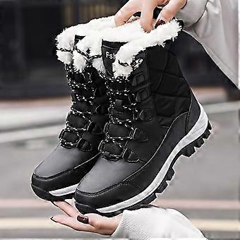 MAITA Stiefeletten für Damen, Winterschuhe, warm haltend, rutschfest, schwarze Schneestiefel, Schnürstiefel, Übergröße 41