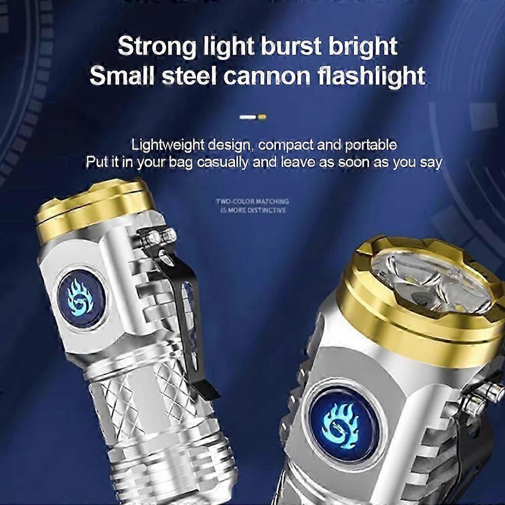 2pcs Powerful Flashlight USB Rechargeable Lamp Super Bright Mini Flashlight With Pen