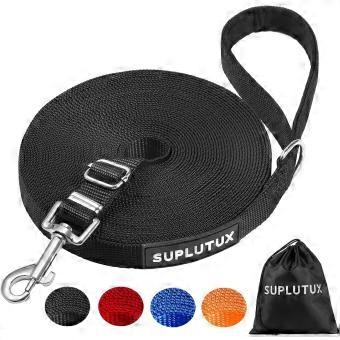 Training Lead for Dogs 20m/65ft Adjustable Long Line Dog Lead for Puppy Medium Large Dogs with Padded Handle & Storage Bag (Black)