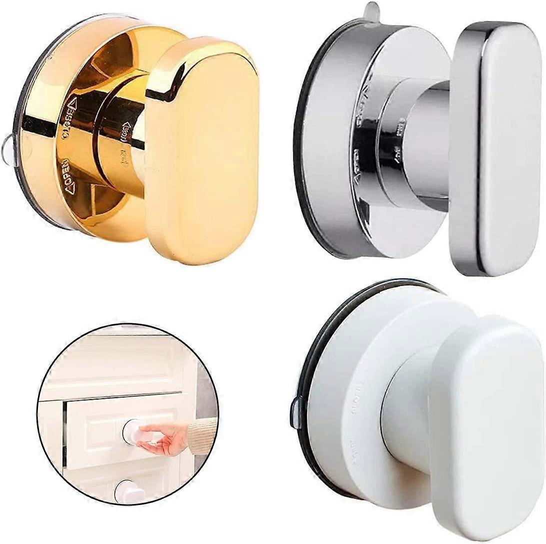 Glass Pull Handle Adsorbent, 3 Piece Suction Cup Pull Handle Toilet Knobs Bathroom Drawer Handles