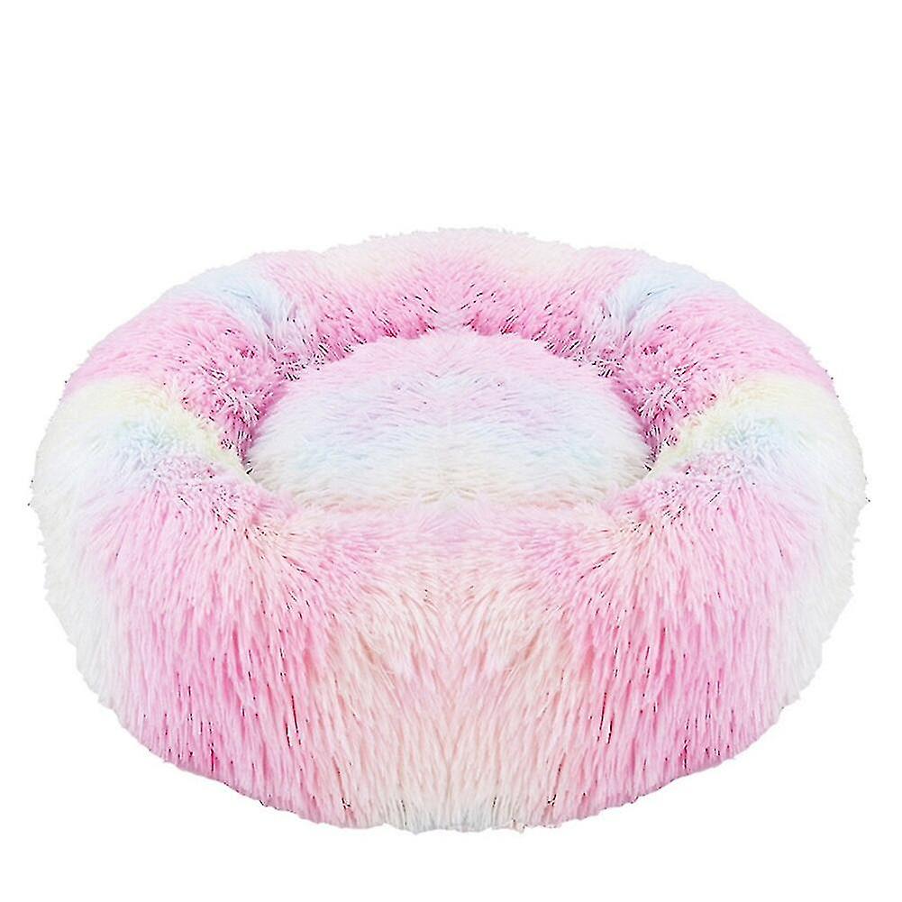 Pet Calming Bed Plush Cat Bed Kennel Dog Soothing Sleeping Sofa Mat Round Rest Blanket