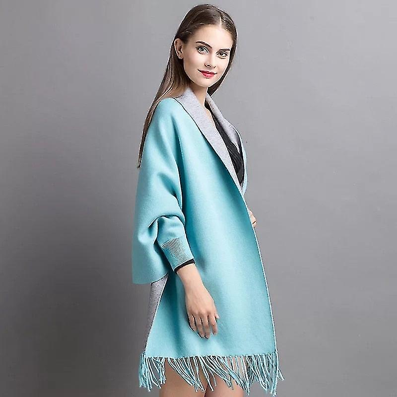 Kvinner Poncho Med Erme Skjerf