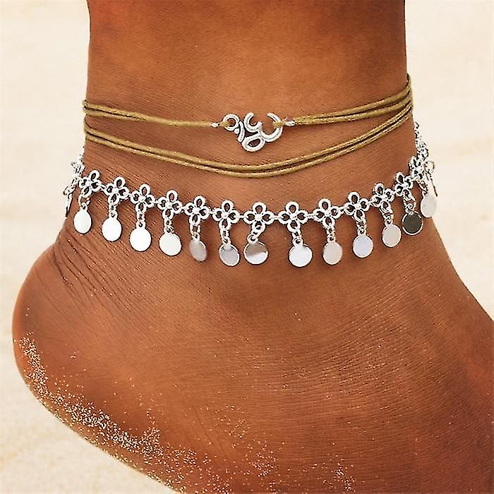 Vintage- Perles multicouches Boho, Pendentif Soleil Mode, Anklets