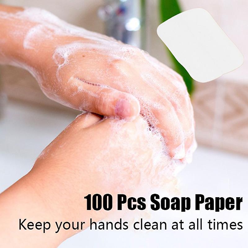 100portable Washing Slice Sheets Bath Hand Travel Scented Foaming Soap Paper