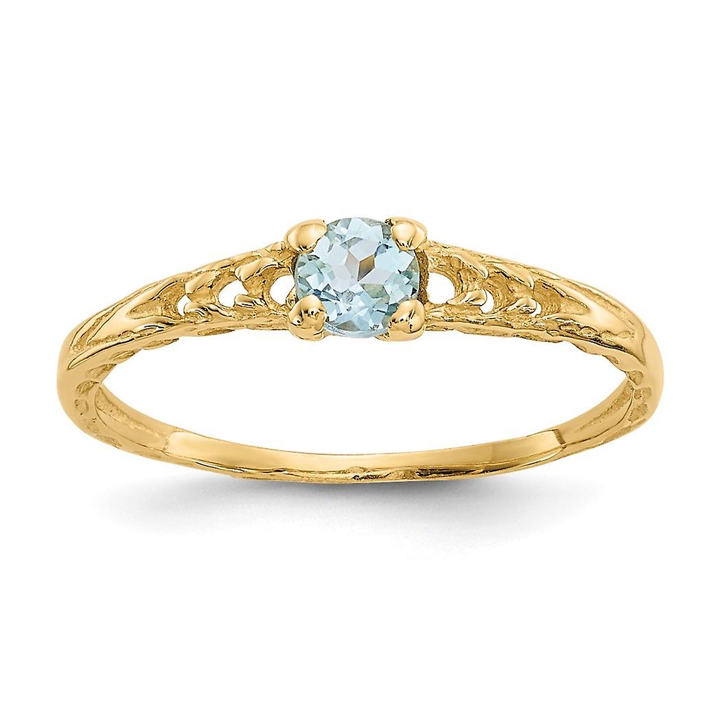 10k Solid Gold 3mm Aquamarine Ring Size 3.00-Ring - .5 Grams