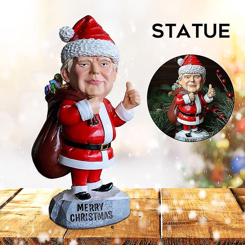 Trump Christmas Gnome Statue Painted Resin Figurines Creative Xmas