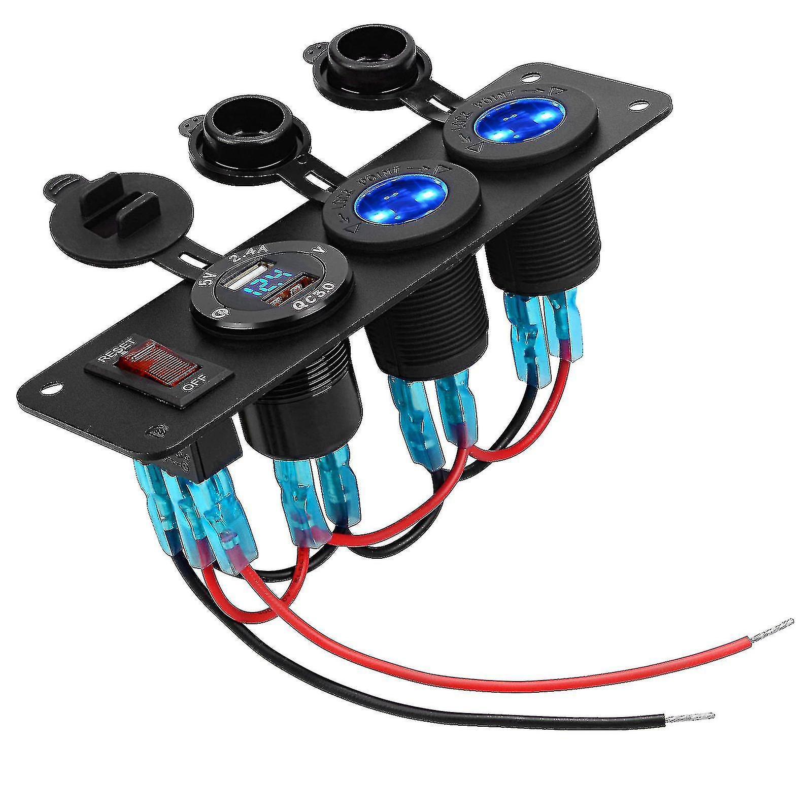 12v Outlet Socket Dc 12volt Usb Outlet Panel Prewired Cigarette Lighter Socket