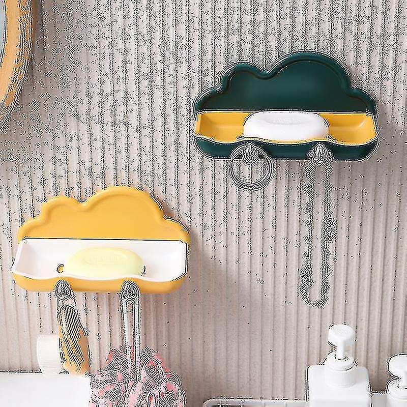 Nordic Contrasting Color Soap Dish Creative Wall Mount Free Hole Punch 2 Pack