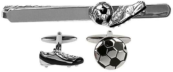 David Van Hagen Football and Boot Cufflinks and Tie Slide Set - Silver/Black