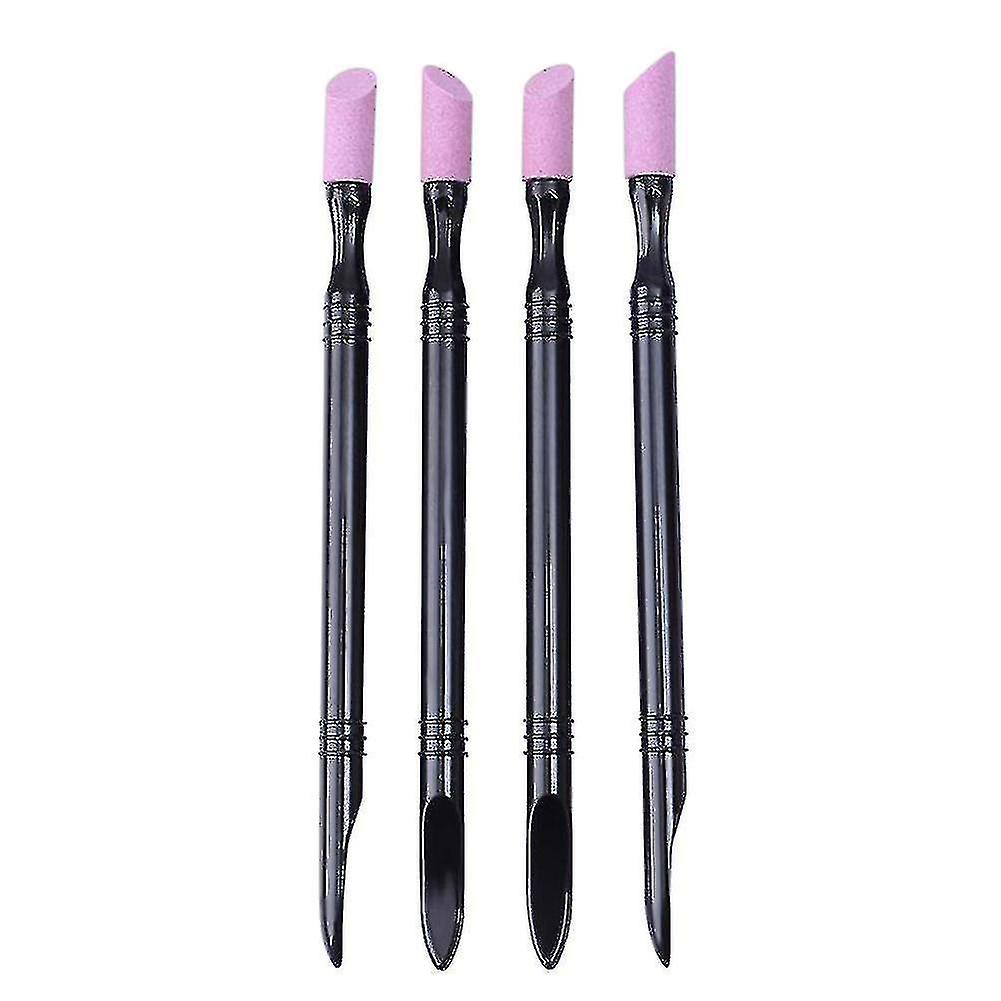 4pcs Double end Pumice Stone Nail File Rods Cuticle Hangnails Remove Nail Manicure Tools
