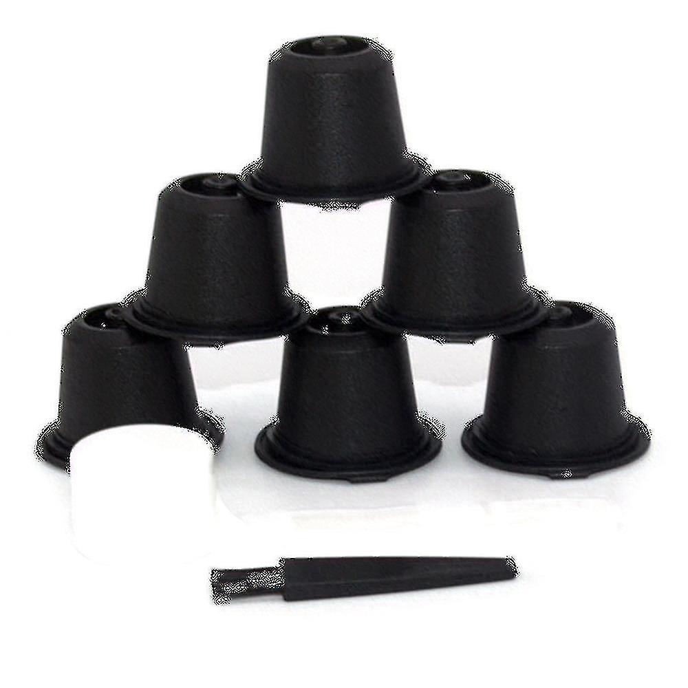 6pcs For Refillable Reusable Coffee Capsule Coffee Filter Cup Machine Capsule Plastic Filter,black