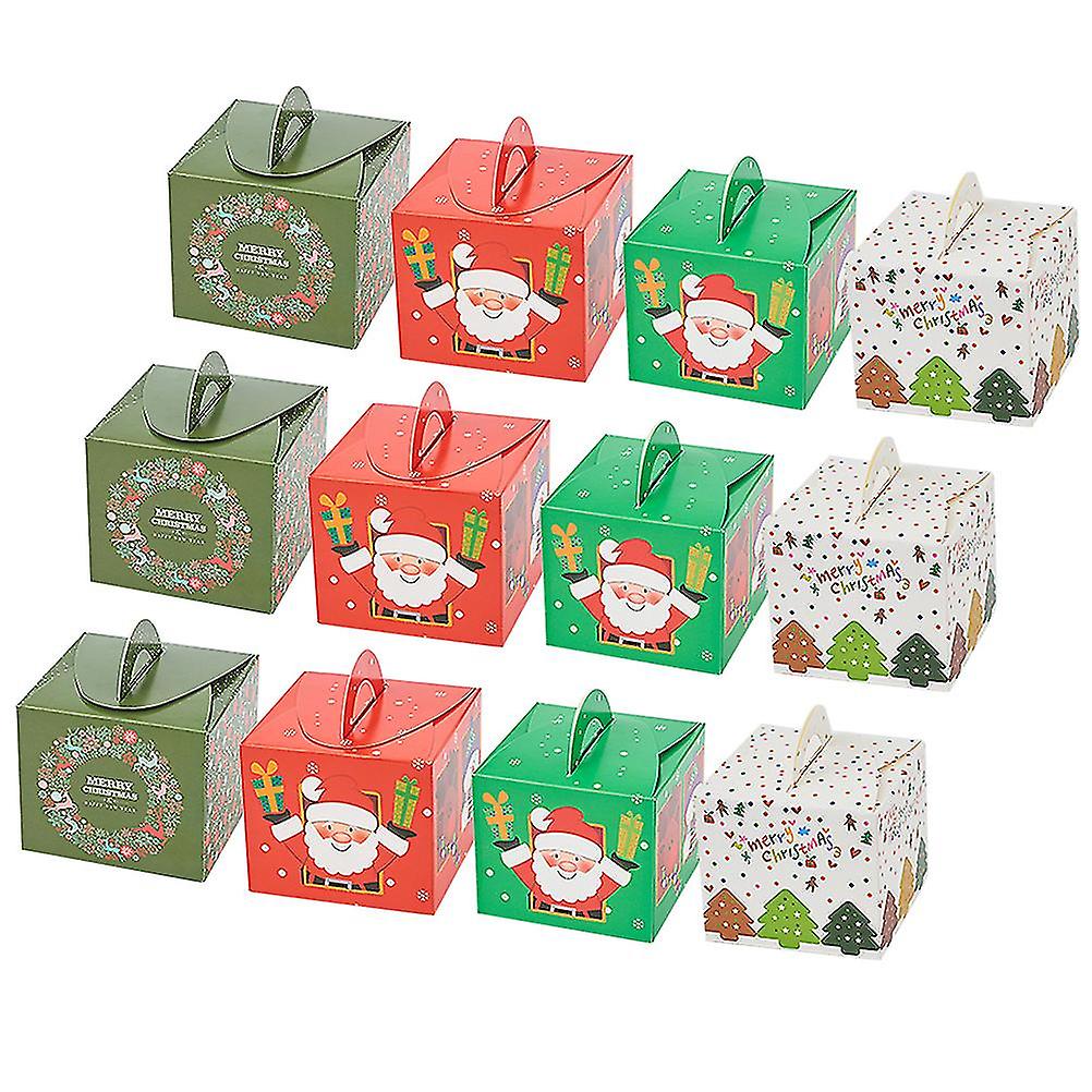 50pcs Creative Chritsmas Apple Boxes Portable Xmas Gift Boxes Exquisite Candy Cookies Packaging Boxes (random Pattern)