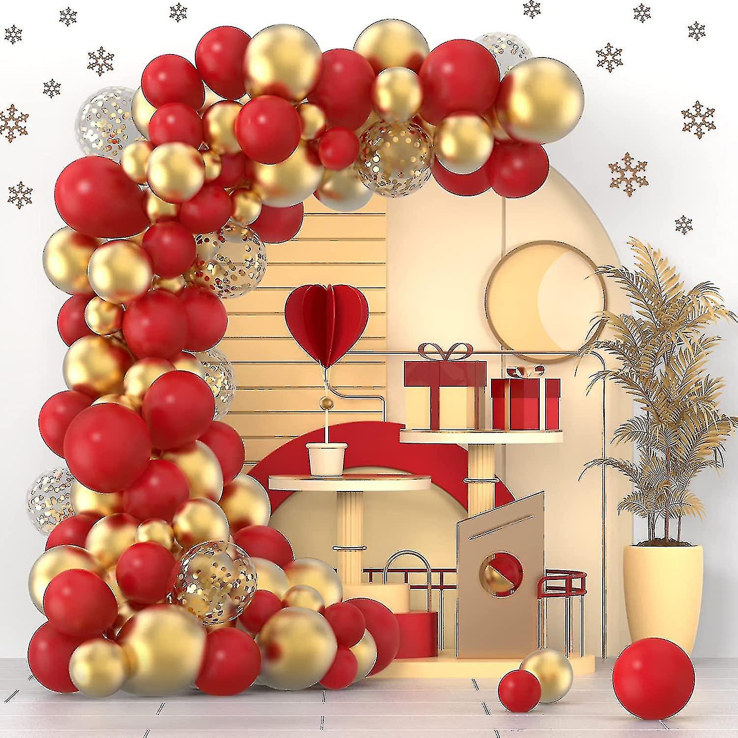 الذهب الأحمر حلويات النثار بالونات إكليل قوس كيت ، 120 قطعة 12 بوصة 10 بوصة 5 بوصة لاتكس معدن ذهبي أحمر حلويات بالونات كيت لعيد ميلاد الزفاف ، الذكرى السنوية ، CE