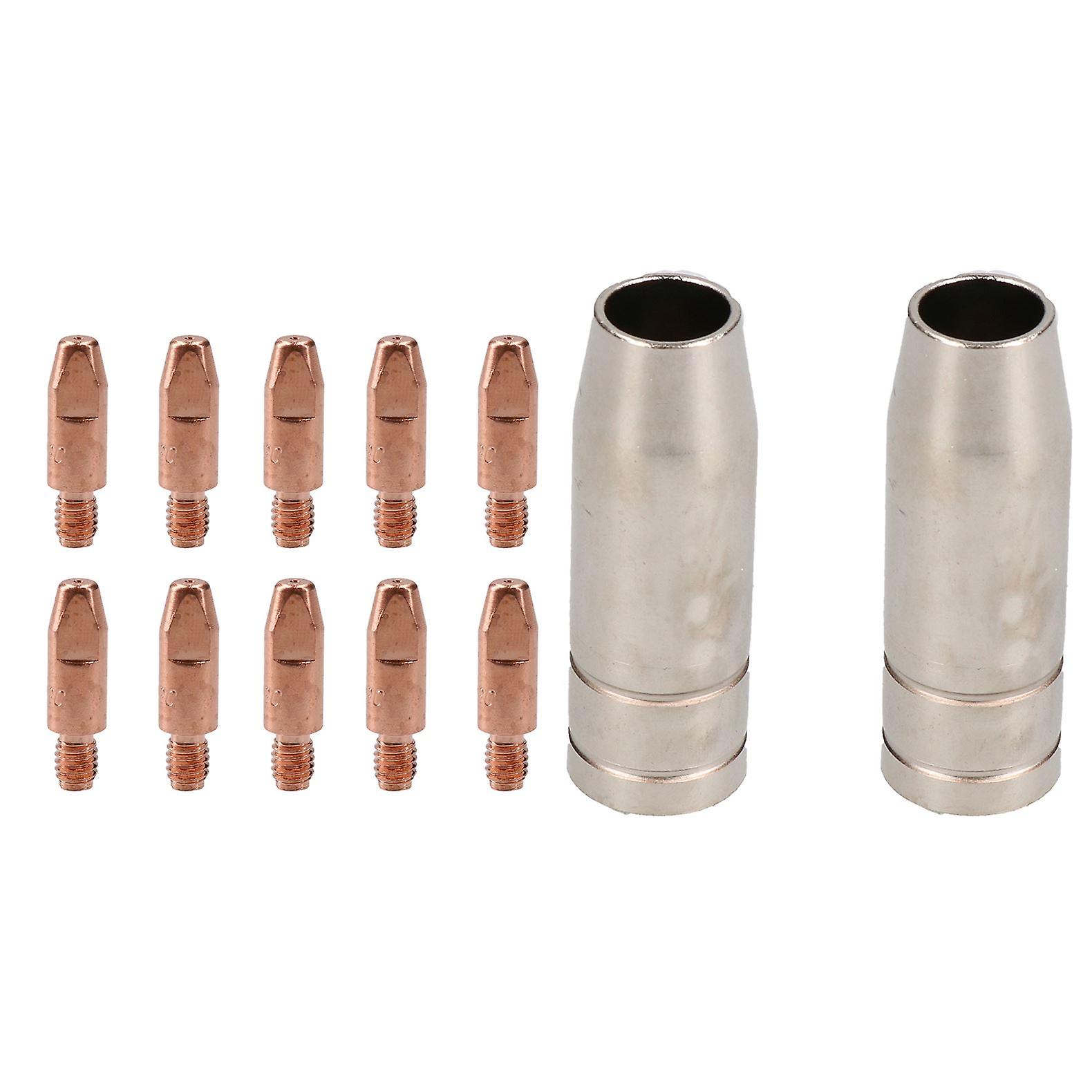 2 shroud & 10 x 0.8mm Round Contact Tips MIG Welding Binzel Style Torch MB15