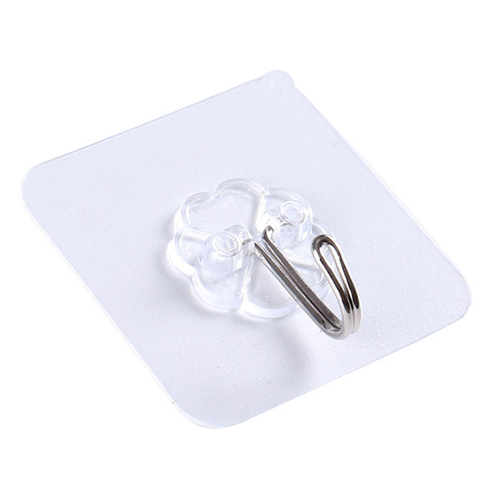 20pcs Adhesive Hooks Wall Hooks Waterproof And Oilproof Transparent Reusable Hooks For Shower Room Home