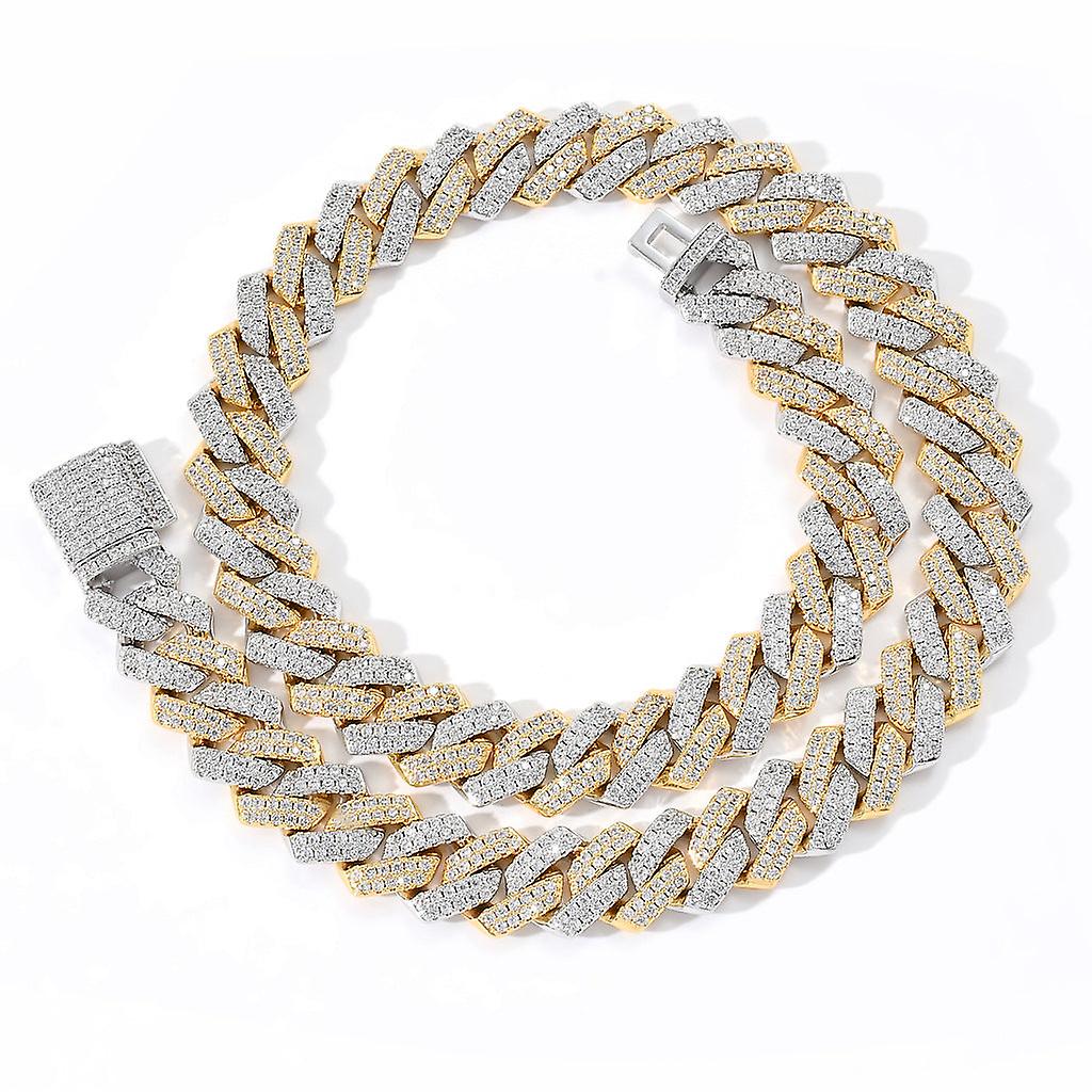 European And American 14mm Strip Dense Cuban Chain Micro-inlaid Zircon