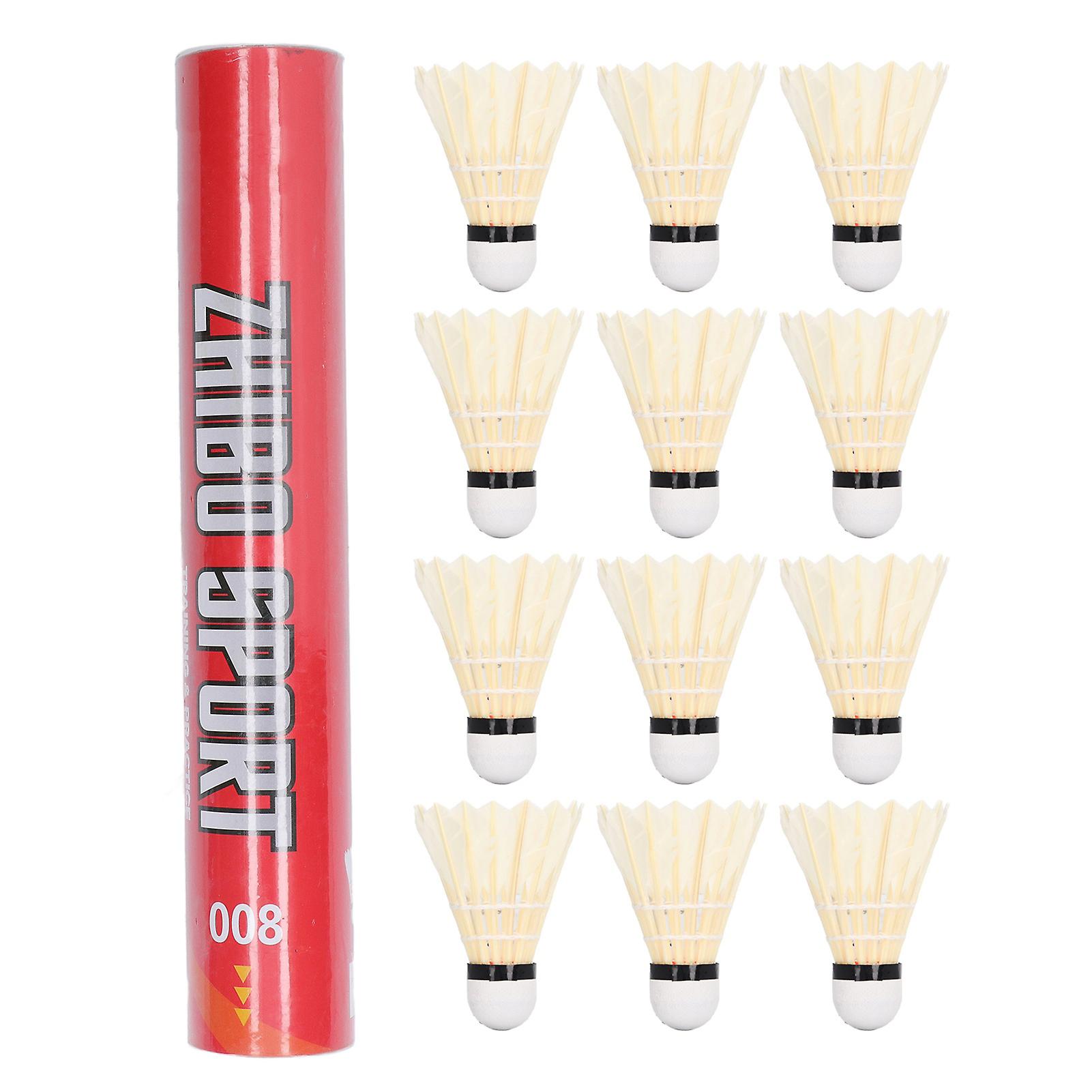 12-Piece White Badminton Set for Outdoor Training with Consistent Speed