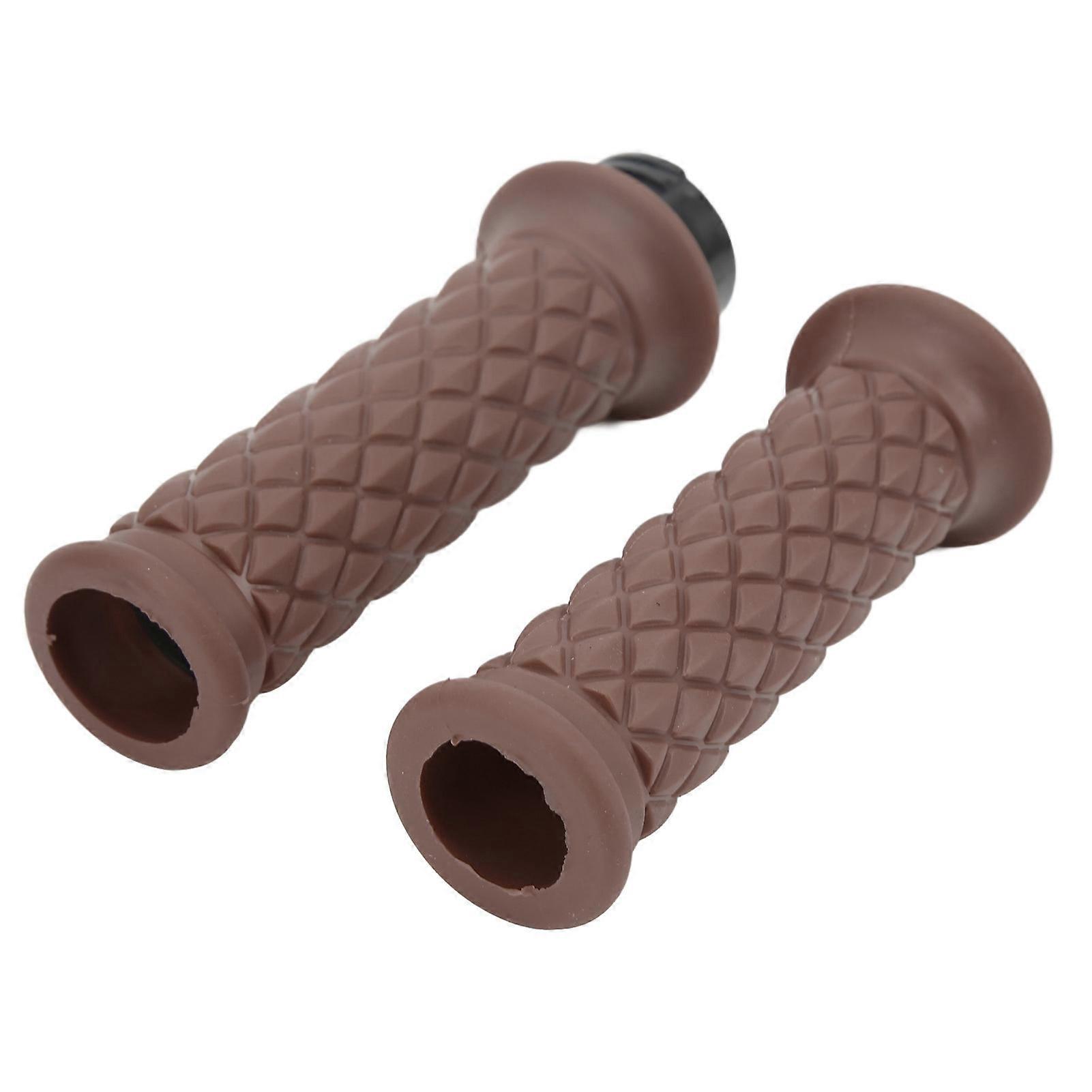 1 Pair Motorcycle Handle Grip 25mm Left Right Universal Throttle Handle Replacement for CBR600RR CBR1000RR Brown