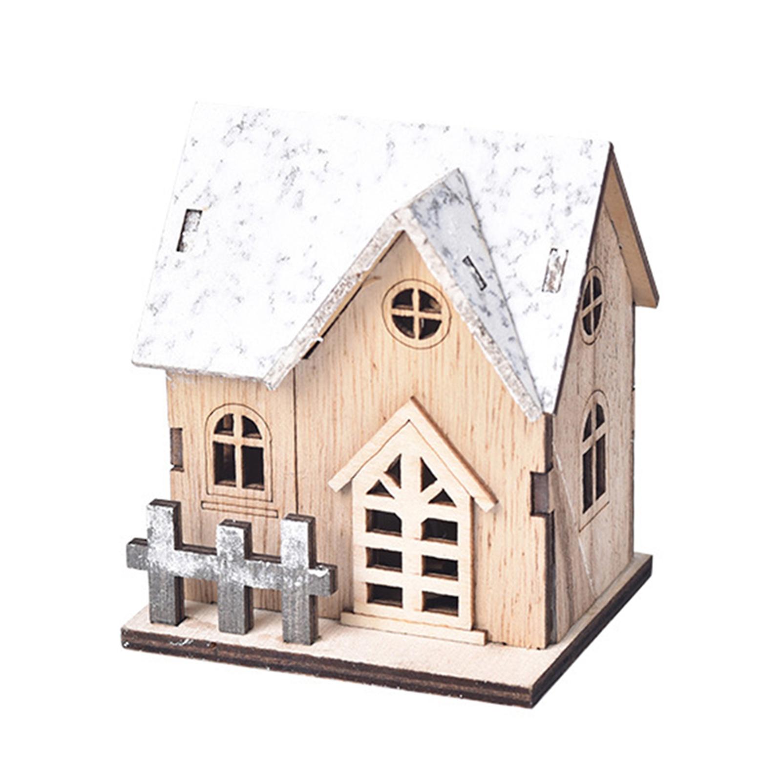Christmas Wooden House LED Luminous House Ornaments Table Centerpieces For Home Decor